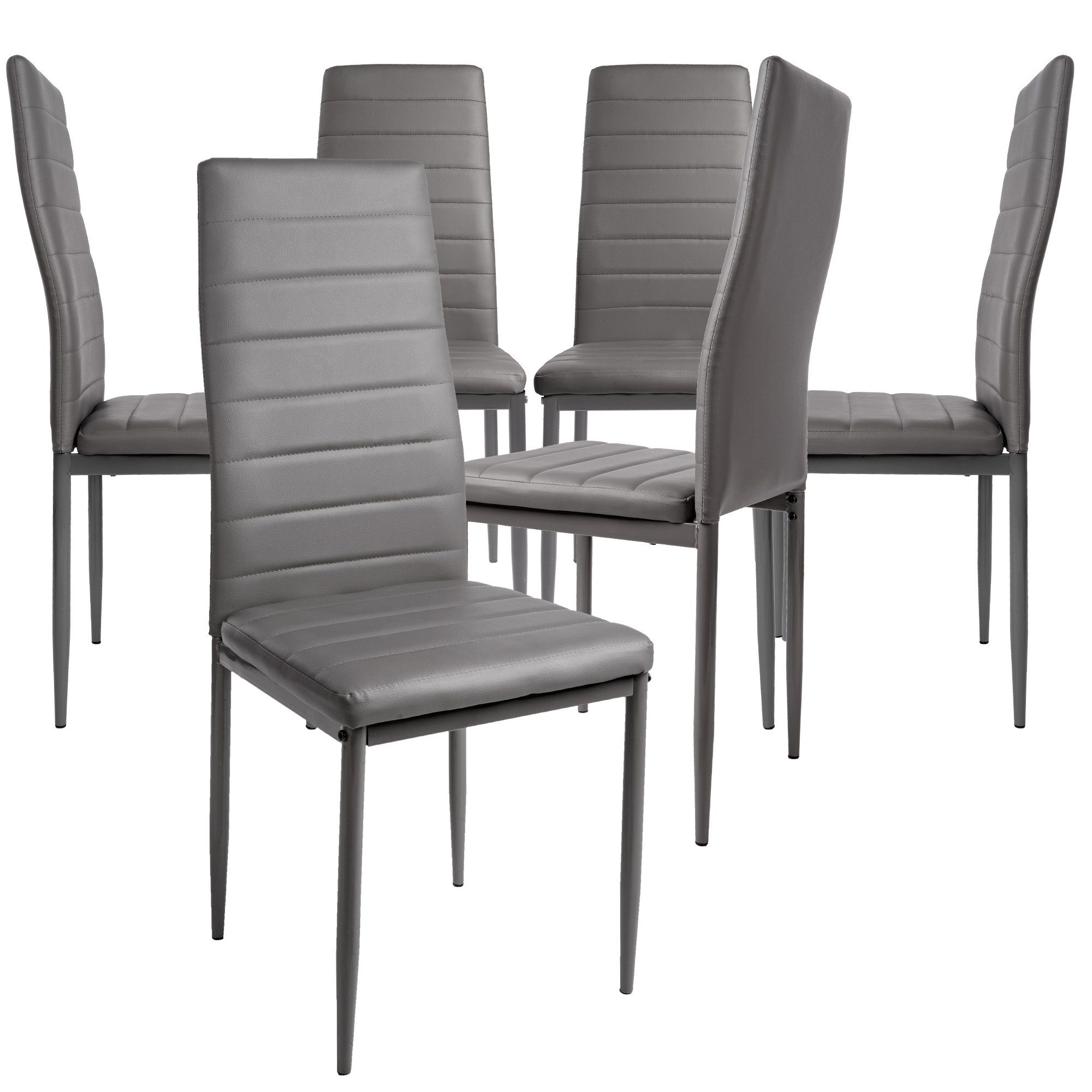TRISENS Esszimmerstuhl Gabi Stühle nach mit Lederoptik (2, St), Metallbeinen in Küchenstuhl 2 4, Weiß der Wahl, 6 mit abgestepptem Bezug