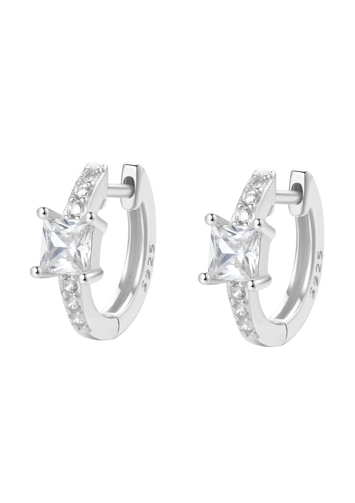 Hey Happiness Paar Creolen Silber 925 Ohrringe Zirkon, 18K Vergoldet, Damen günstig online kaufen