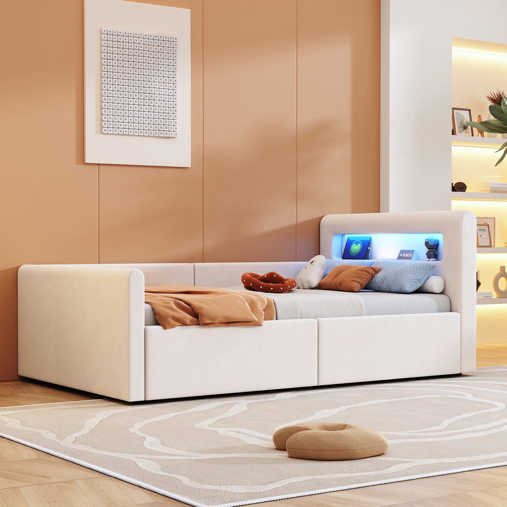 STILVORA Polsterbett 90×200 mit Matratze&Stauraum,Kinderbett mit günstig online kaufen