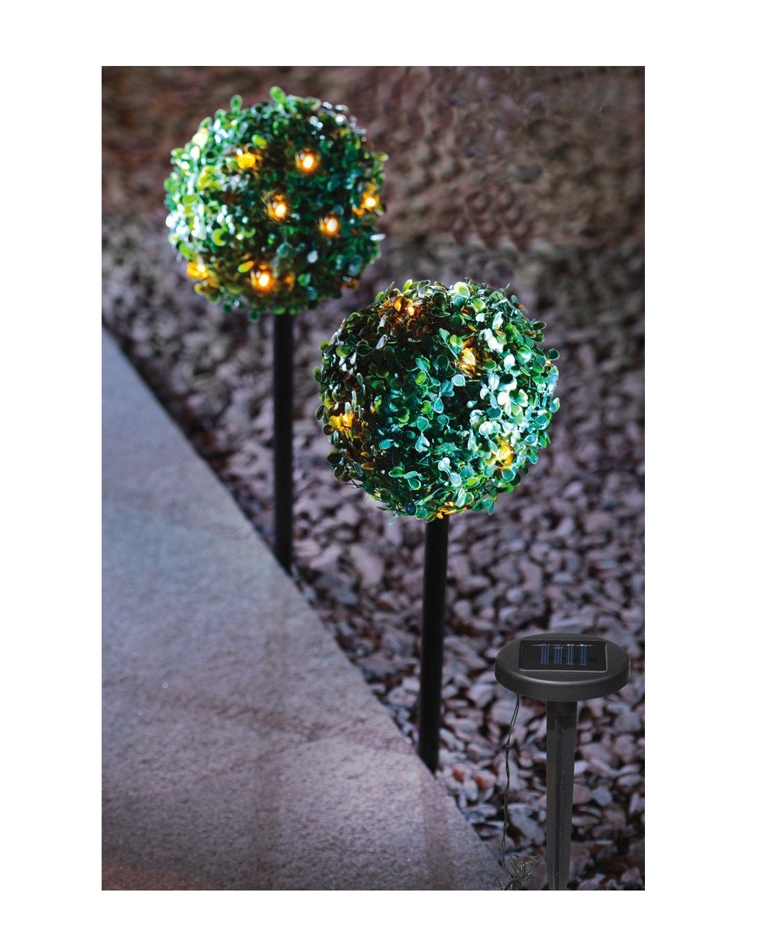 GartenHero LED-Lichterkette 2x LED Solar Lichterkette Buchsbaumkugel  Solarlichterkette Gartendeko