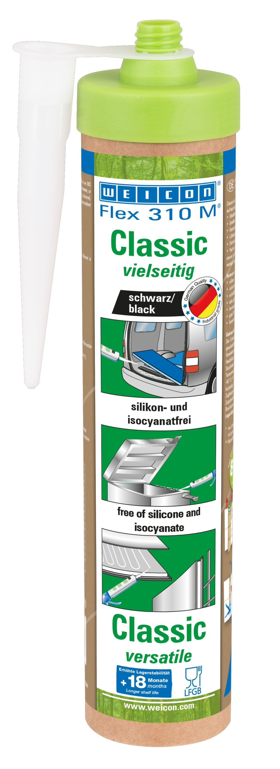 WEICON Dichtstoff Green Tube Flex 310 M® Classic, gebrauchsfertig, (Set, 2-tlg), ISEGA-zertifiziert