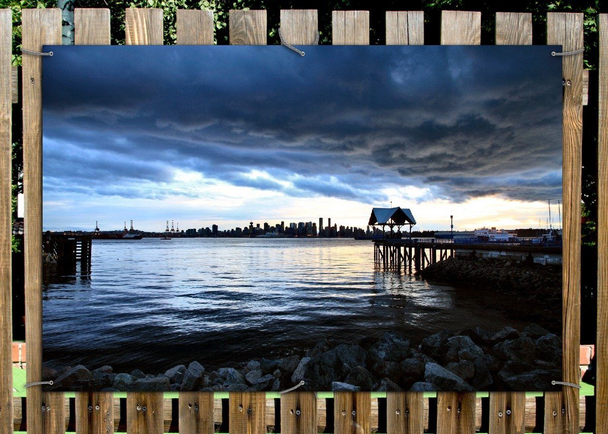 Thumbnail - Wallario Sichtschutzzaunmatten Blick über das Wasser auf Vancouver