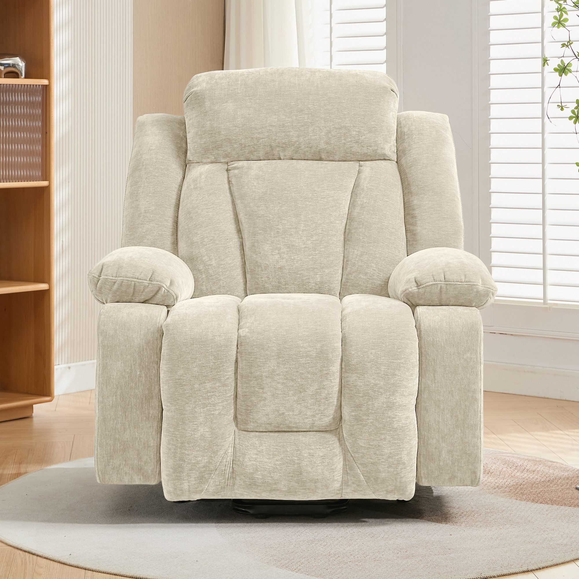 Merax Massagesessel mit 8-Punkt-Massagefunktion, Fernsehsessel mit USB-Anschluss (Chenille-Stoff, 1-St), Relaxsessel mit Heizfunktion & Hebefunktion, Staufach & Seitentaschen