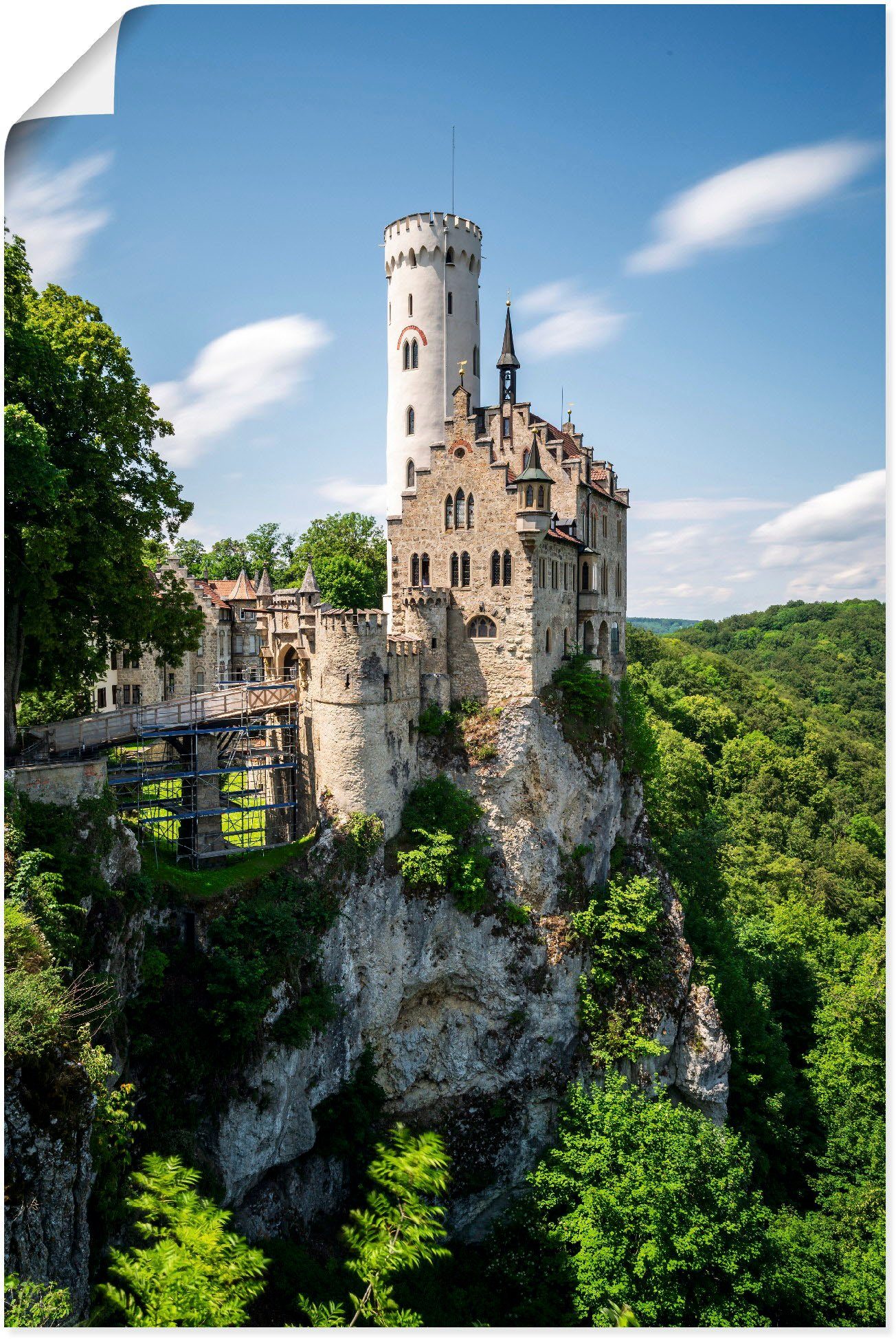 Tag, Schloss Poster Wandaufkleber Gebäude Lichtenstein Leinwandbild, (1 als versch. Artland St), oder am Wandbild sonnigen Alubild, in Größen