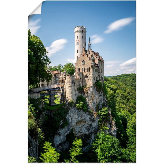 Artland Wandbild Schloss Lichtenstein am sonnigen Tag Gebäude (1 St) als Alubild Leinwandbild Wandaufkleber oder Poster in versch. Größen ZR11127