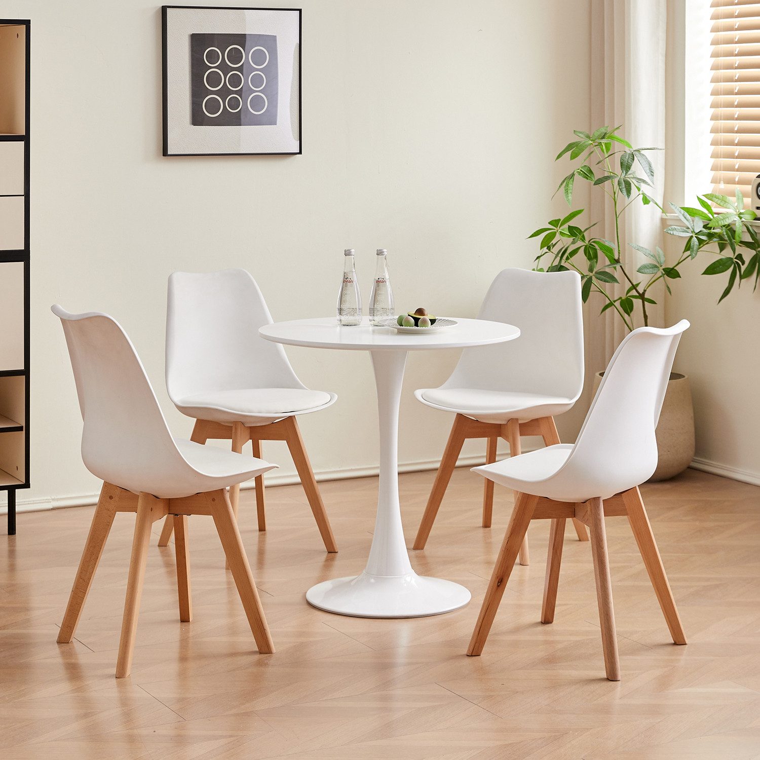 GrandCA HOME Esstisch Moderner Esstisch im Minimalistischen Stil, Runder Küchentisch (1-St), aus MDF, 70/80/110cm×75cm, Weiß/Schwarz