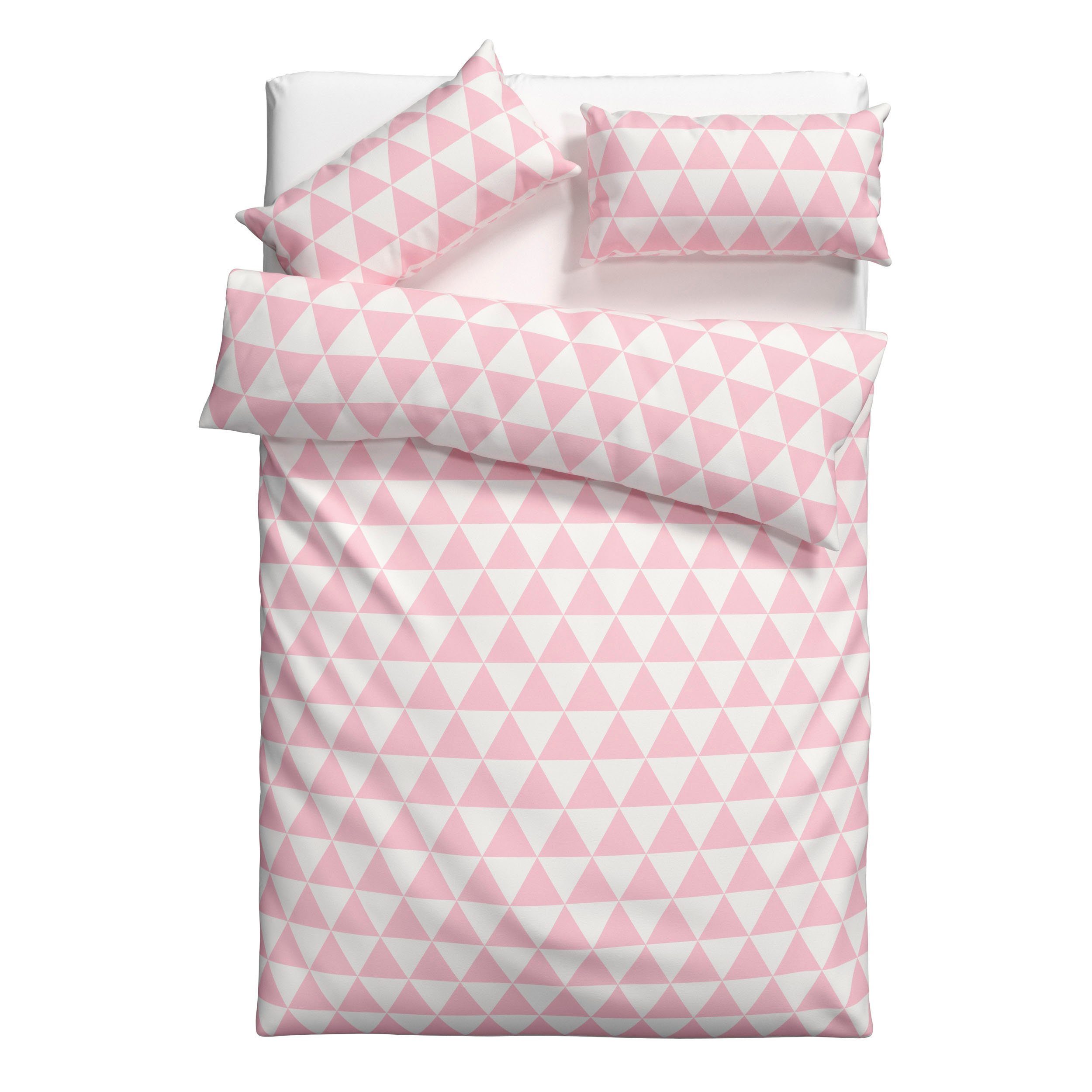 cm, rosa Gr. 135x200 Baumwolle, grafische in Bettwäsche Renforcé, aus mit Gretje Bettwäsche 155x220 teilig, Lüttenhütt, Bettwäsche Reißverschluss 2 oder