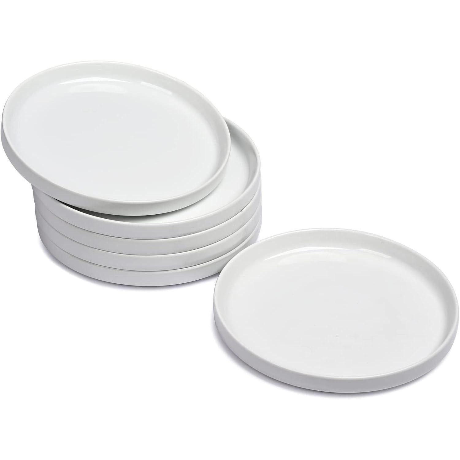 WishDeco Dessertteller Dessertteller 6er Set Weiße Porzellan Kuchenteller Φ18cm Herdplatte