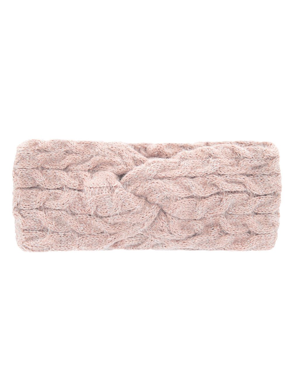 axy Haarband Damen Strickstirnband mit Zopfmuster, Silberfäden & Twist-Knoten, Strick Winter Stirnband Hairband