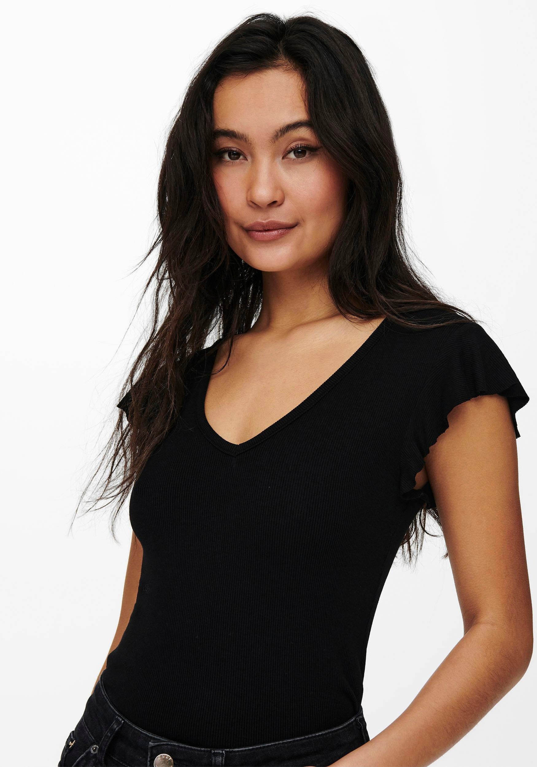 ONLY NOOS TOP V-Shirt S/L JRS ONLBELIA Black