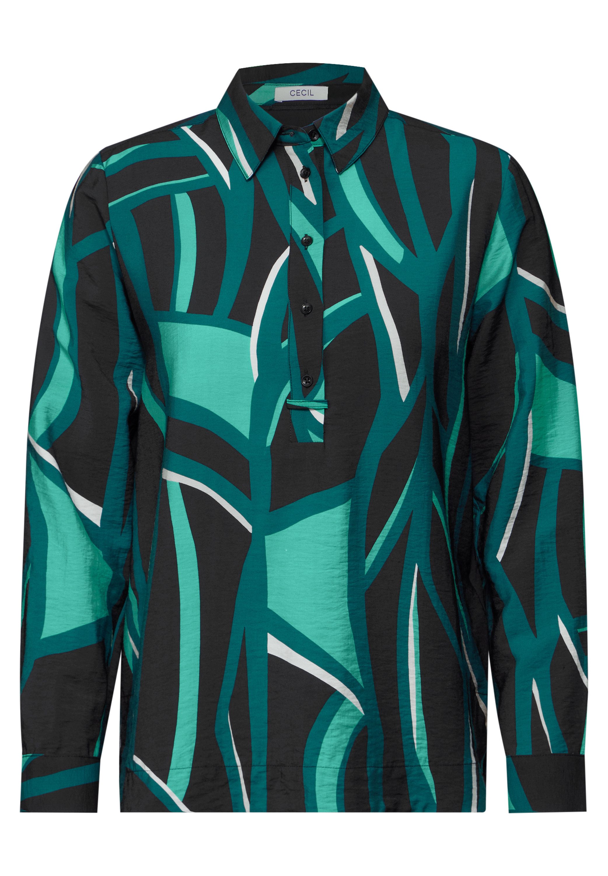 CECIL Langarmbluse mit dekorativer Knopfleiste