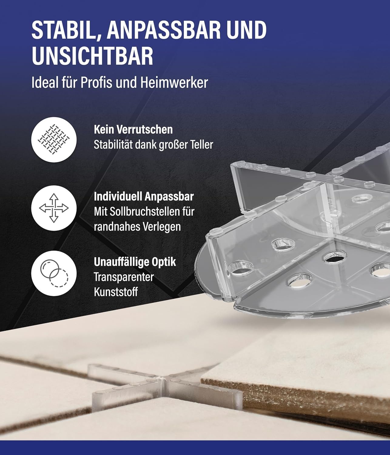 Karl Dahm Abstandshalter Karl Dahm Tellerfugenkreuze 3 mm, transparent I Fugenkreuze mit Teller (100-St)