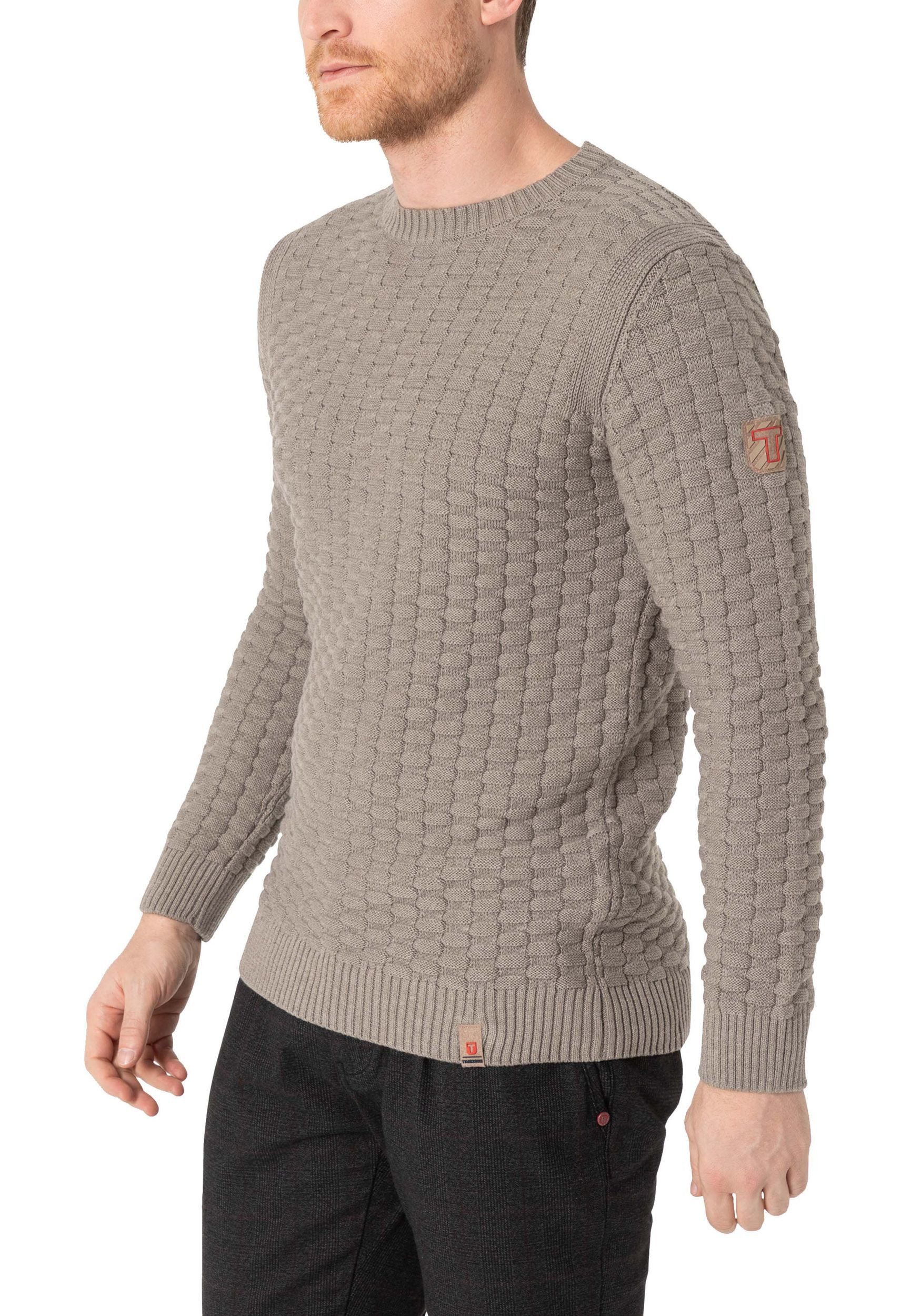 Strickpullover Strickpullover Rundhals 3D Muster Regular Fit