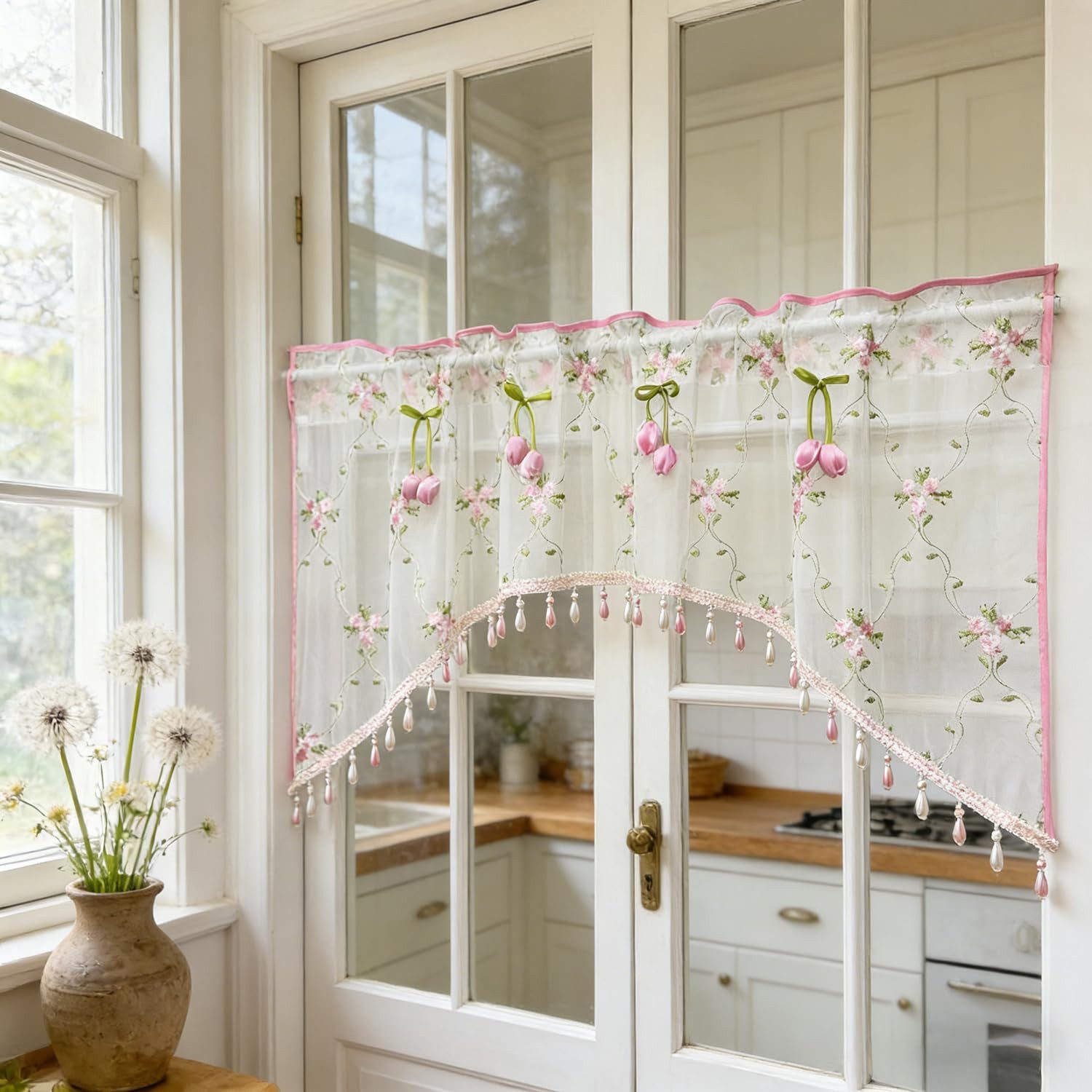 Agger Scheibengardine Bistrogardine Küche Küchengardinen Fenstergardinen Tür Vorhänge (1 St), für Wohnzimmer modern Küchenvorhang Vorhänge – Bild 4 von 5