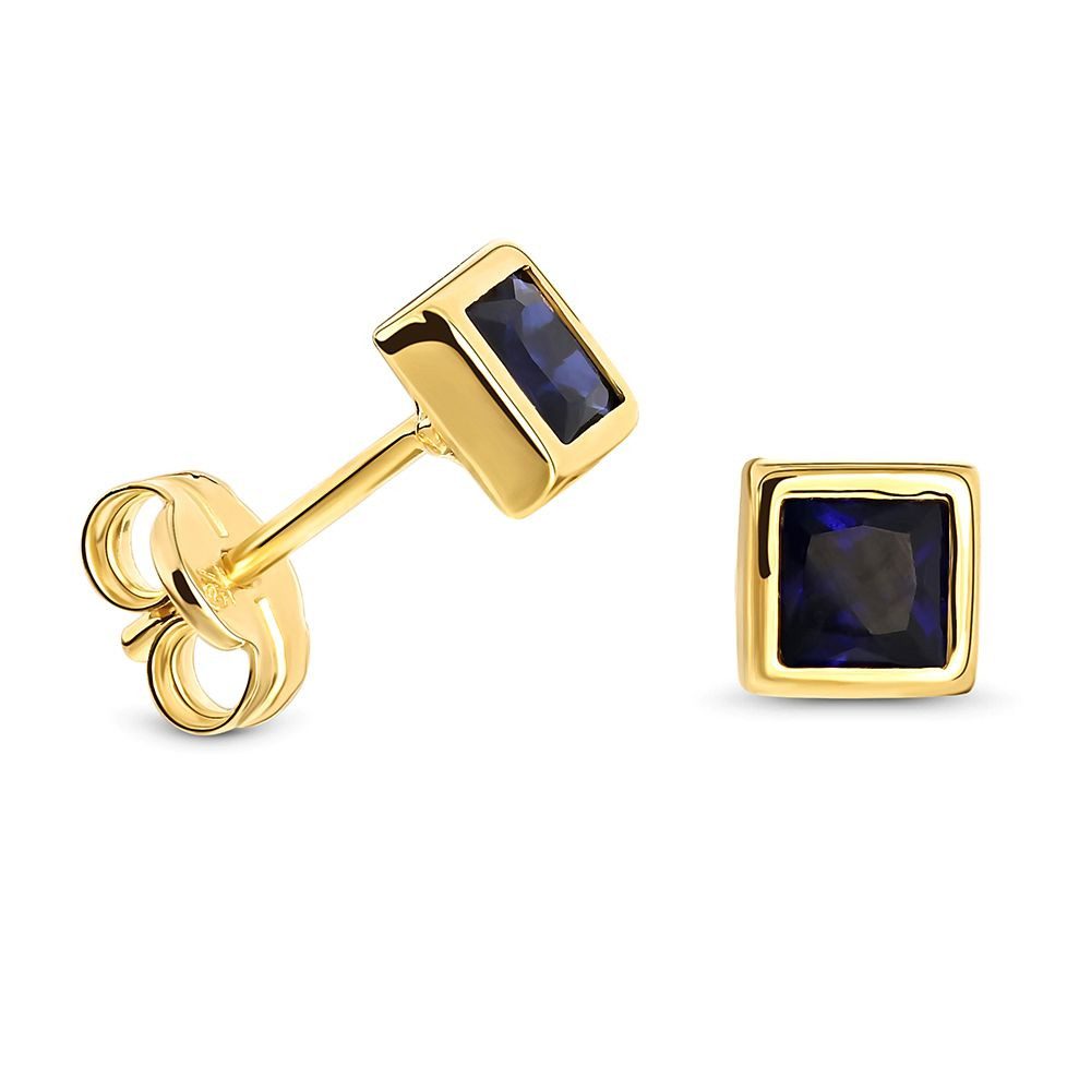 Miore Paar Ohrstecker 9Kt 375 Gelbgold - mit Rubinen, Smaragden oder Saphiren, je nach Auswahl