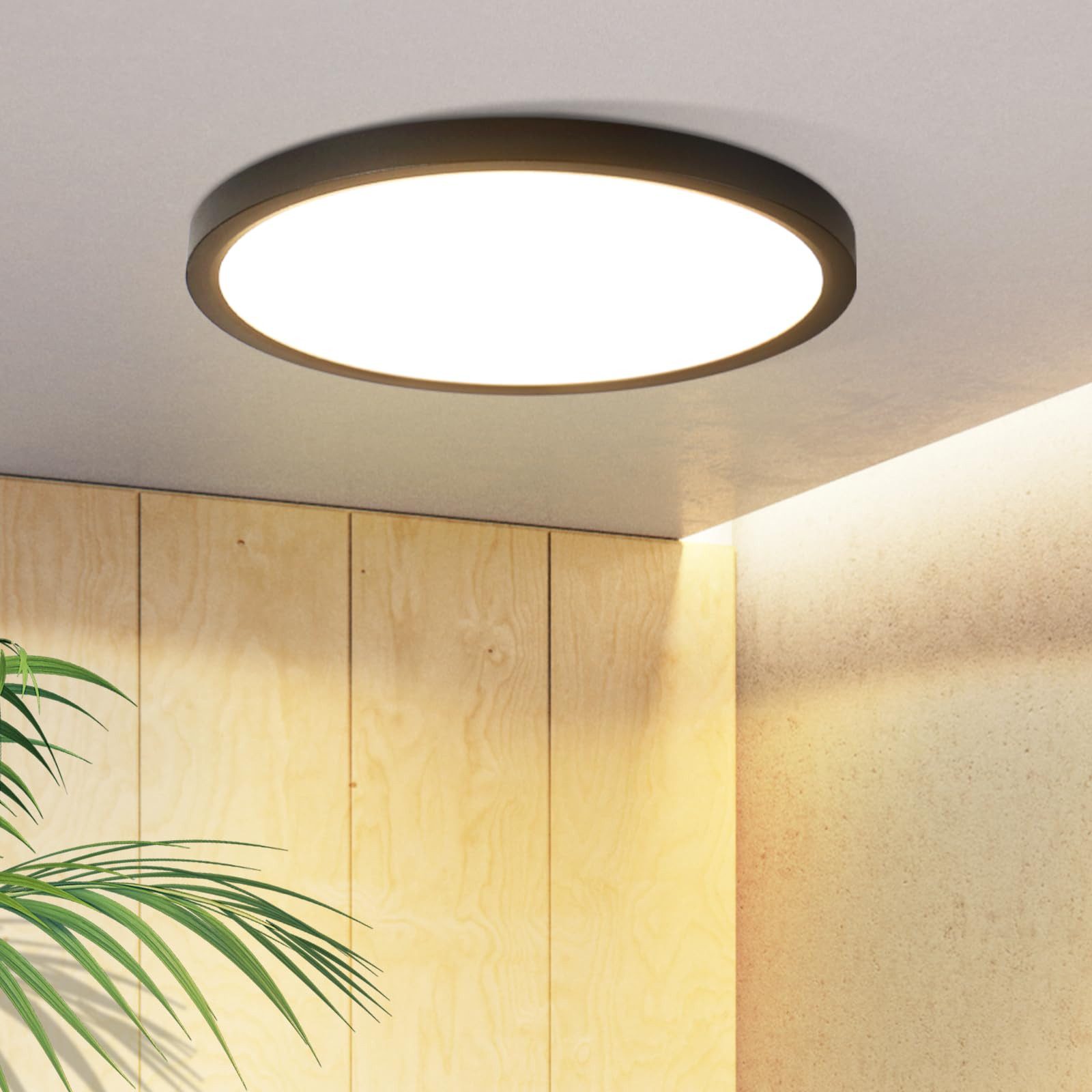 Nettlife LED Panel Deckenleuchte Schwarz/Weiß Flach günstig online kaufen