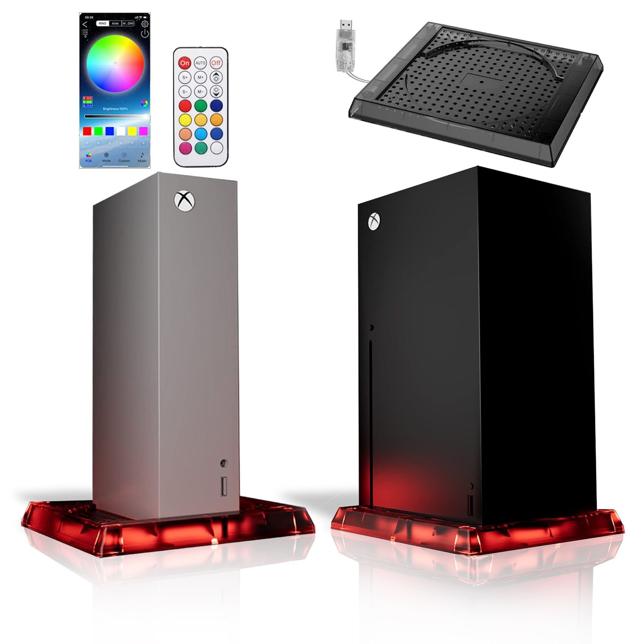Tadow XBOX-Konsole Kühlung Dock,RGB,LED-Lichtleiste,für Xbox Serie X/S PlayStation 5-Controller
