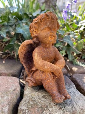 Aubaho Gartenfigur Skulptur Engel Engelsfigur Figur Dekoration Eisen Rost Antik-Stil 11cm