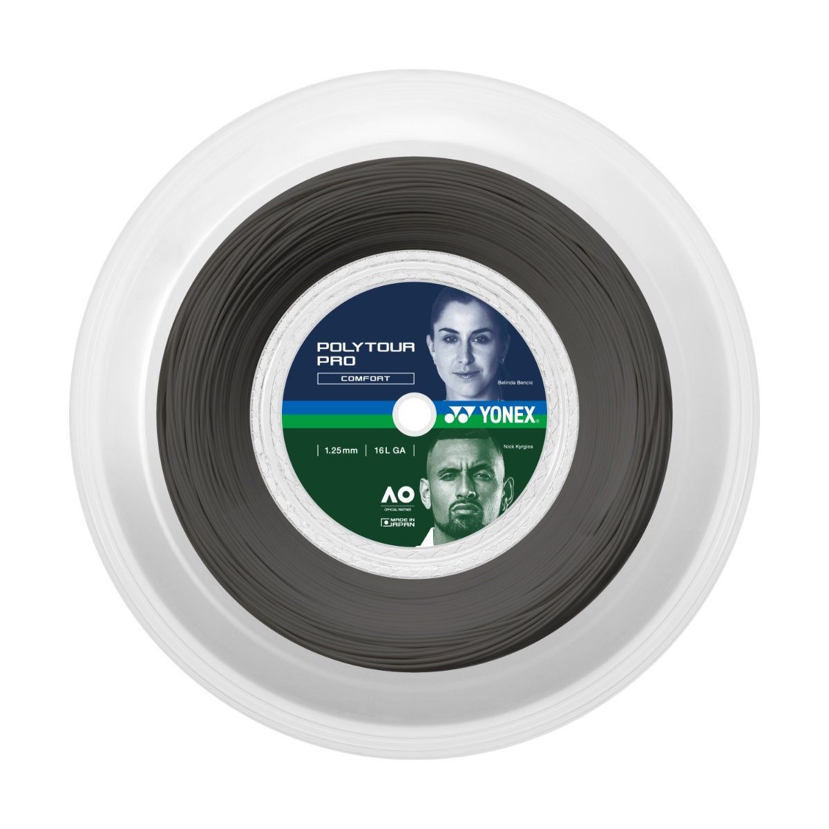 Tennissaite Poly Tour Pro (Haltbarkeit+Touch) graphitegrau 200m Rolle