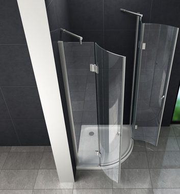 Home Systeme Eckdusche ROM Viertelkreis Duschkabine Dusche Duschwand Duschabtrennung Glas ESG, BxT: 80x80 cm