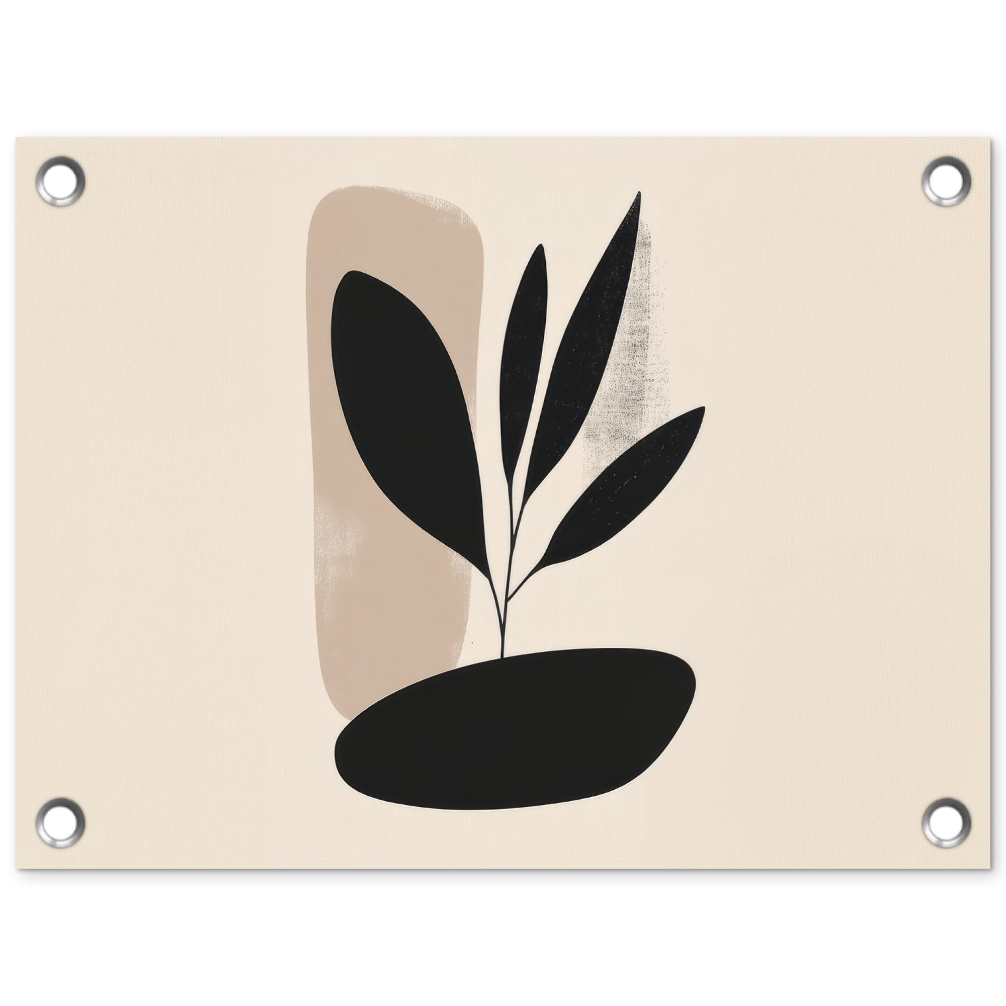 OnlyWow Poster für Garten Pflanze - Beige - Japanisch, Gartenposter, Outdoor Bilder, Gartendekoration Bild, 40x30 cm