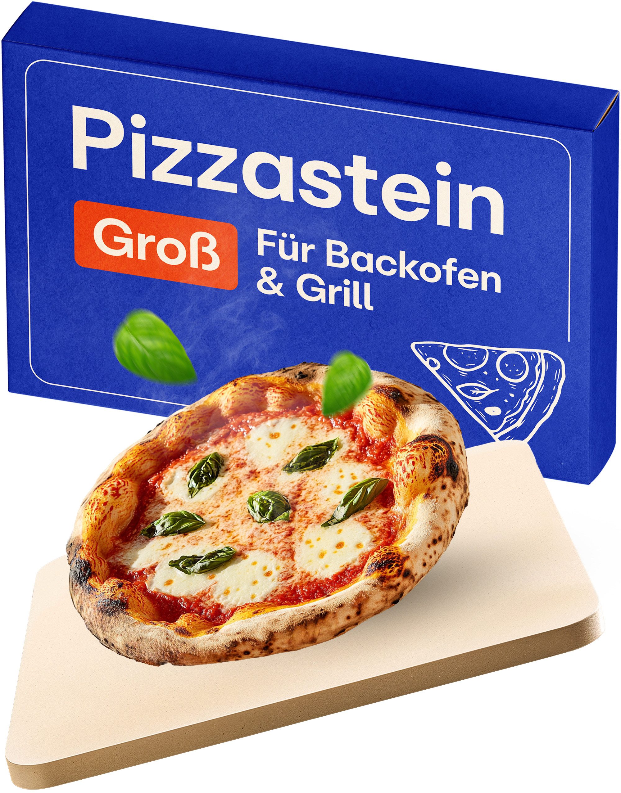 Pizzastein für Backofen, Gas und Grill Rechteckig - Pizzen Ofen Set