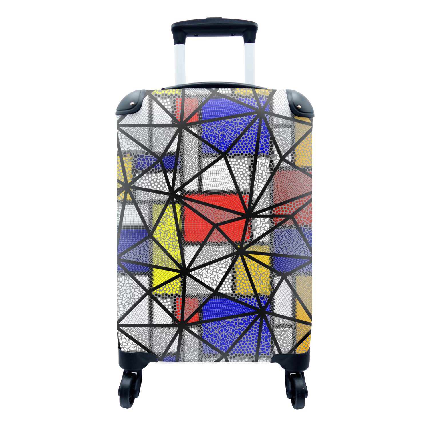 MuchoWow Handgepäckkoffer Mondrian - Abstrakt - Muster, 4 Rollen, Reisetasche mit rollen, Handgepäck für Ferien, Trolley, Reisekoffer