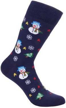 BRUBAKER Socken Weihnachtssocken für Damen und Herren (1-Paar, Wintersocken) Festliche Weihnachtsmotive - Baumwolle Socken Weihnachten - Unisex