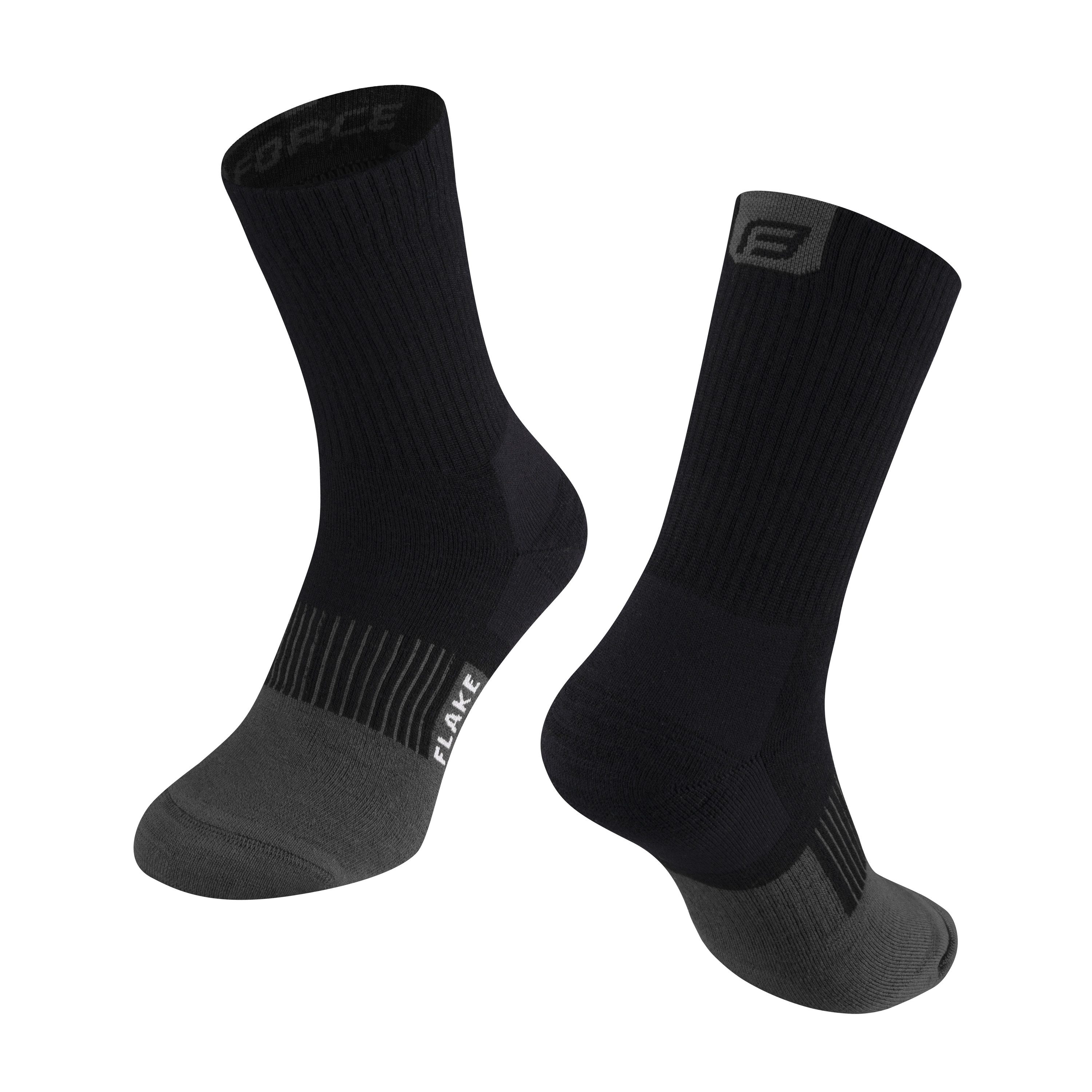 FORCE Sportsocken FORCE Merino Socken FLAKE Thermo, S-M/36-41 Schwarz / Grau