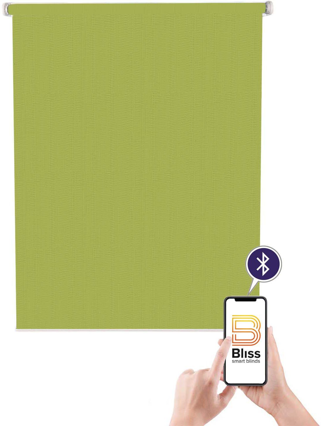 Elektrisches Rollo Akkurollo Structure, sunlines, blickdicht, ohne Bohren, verschraubt, appgesteuert via Bluetooth, weißer Fallstab