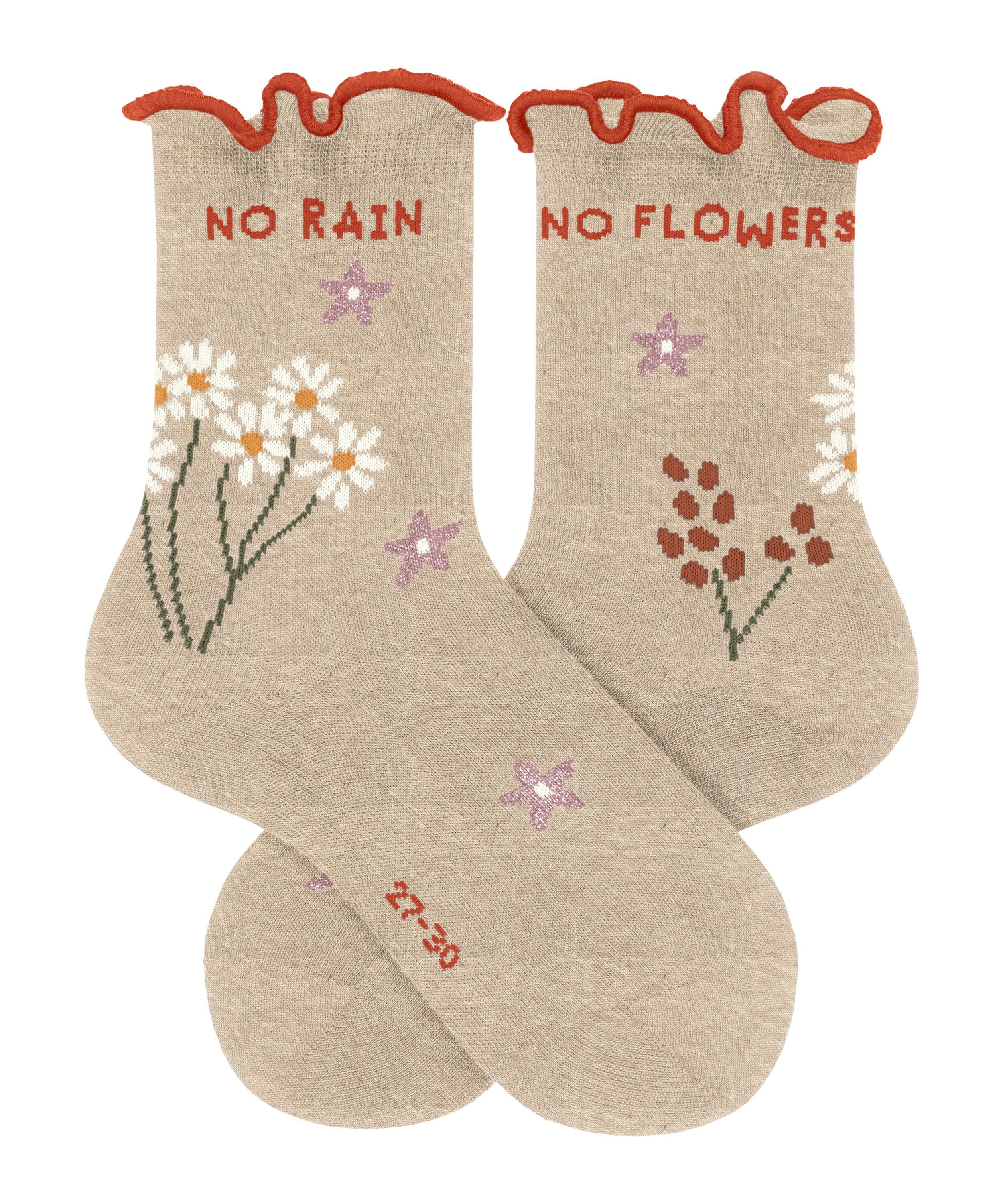 (4650) mel. Socken sand Flowers (1-Paar) No Rain No FALKE