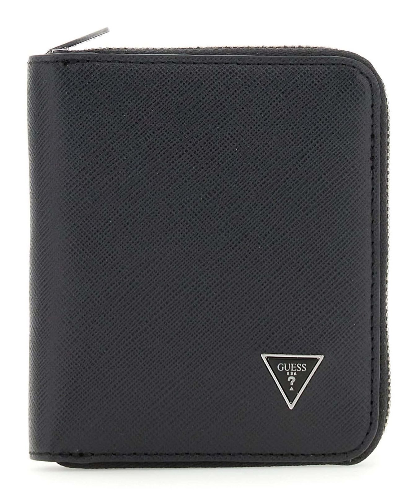 Guess Geldbörse Zip Around Wallet, aus echtem Leder mit RFID-Blocker Schutz