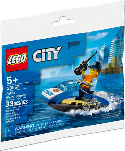 LEGO® Konstruktionsspielsteine LEGO® City - Polybag Polizei Jetski, (Set, 33 St)