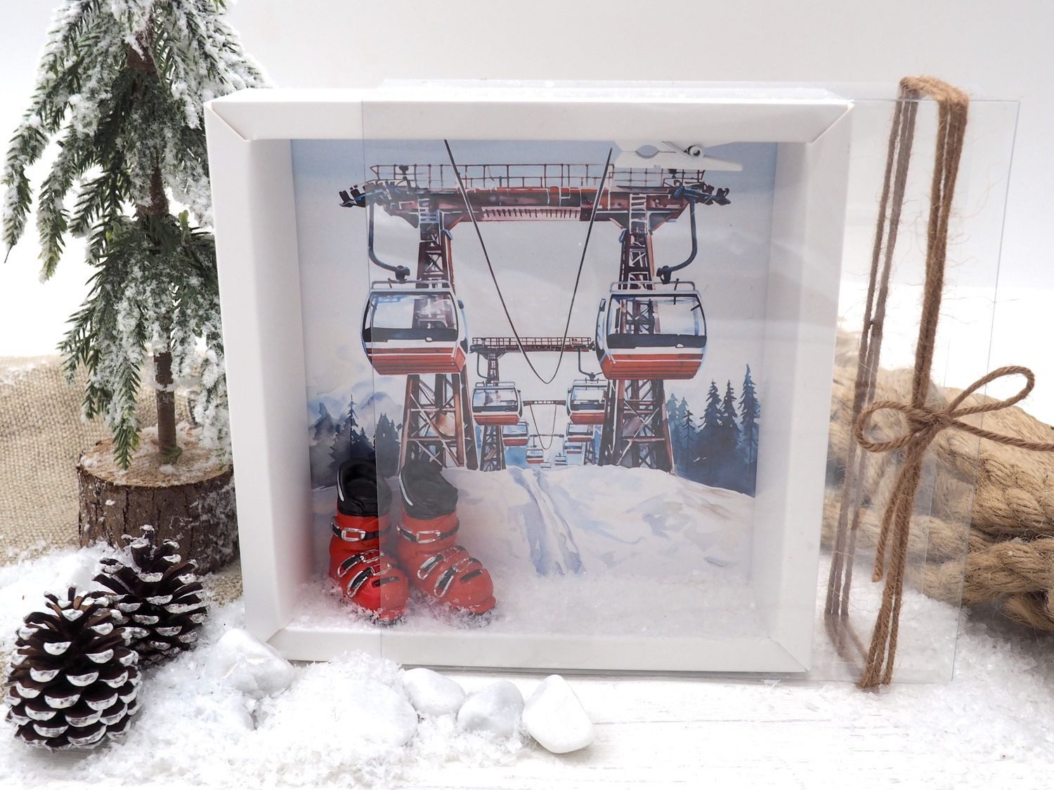 ZauberDeko Geschenkbox Geldgeschenk Verpackung Gutschein Skiurlaub Ski Rot Weihnachten – Bild 5 von 5