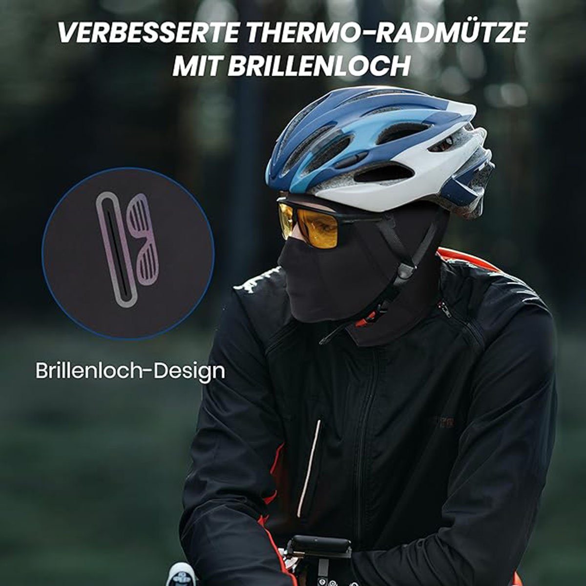 CTGtree Kurzd-Schwarzgurtbrillenlöcher Fahrradmütze Damen Unterhelmmütze MZ70802 Winter für Herren Radmütze Helmmütze