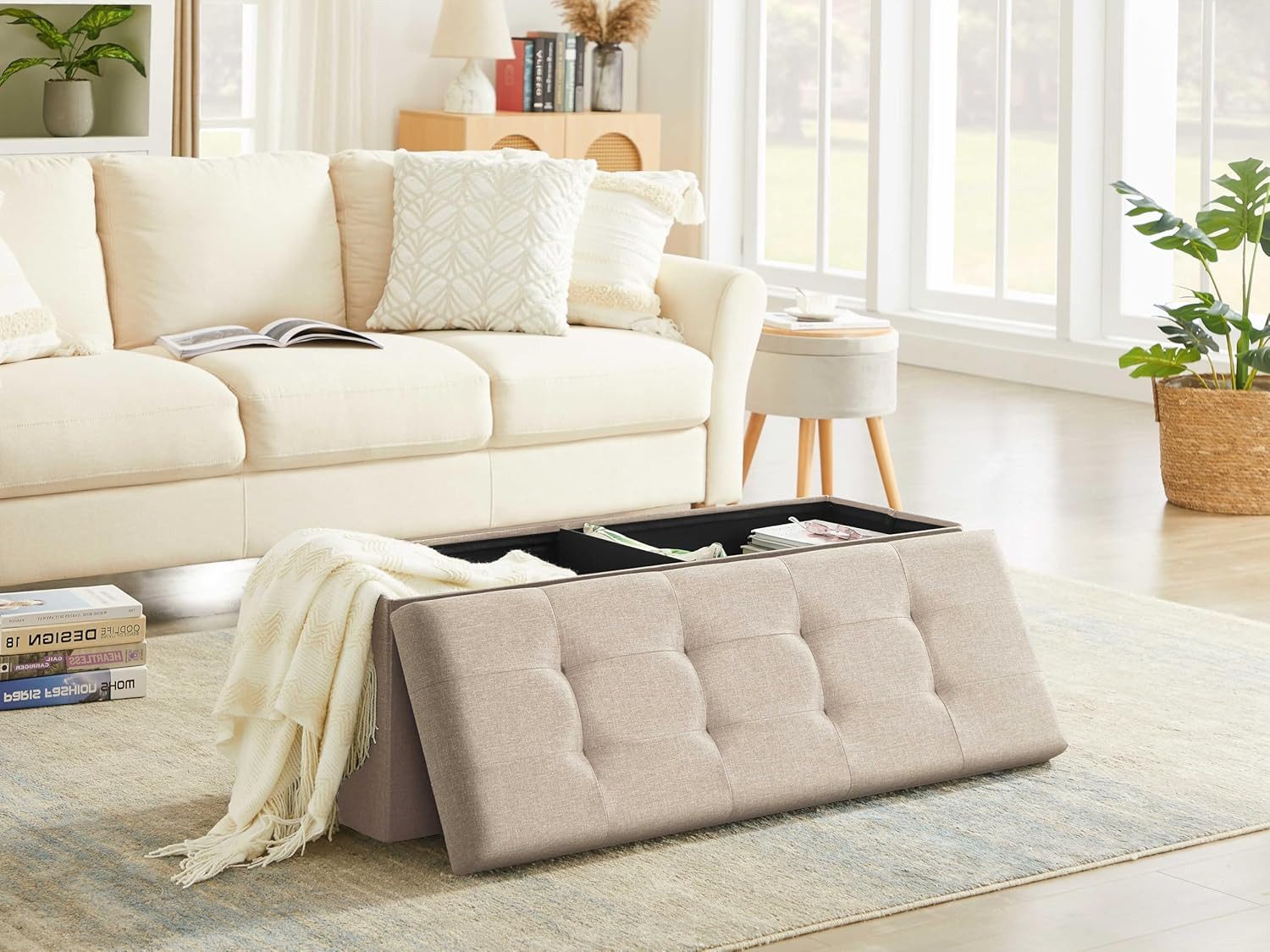 Zedelmaier Sitzbank 114cm mit Stauraum, Sitztruhe,faltbar Aufbewahrungsbox,Fußbank (ZD114), Fußhocker max. Belastbarkeit 300 kg, 120 L, 114x38x38 cm