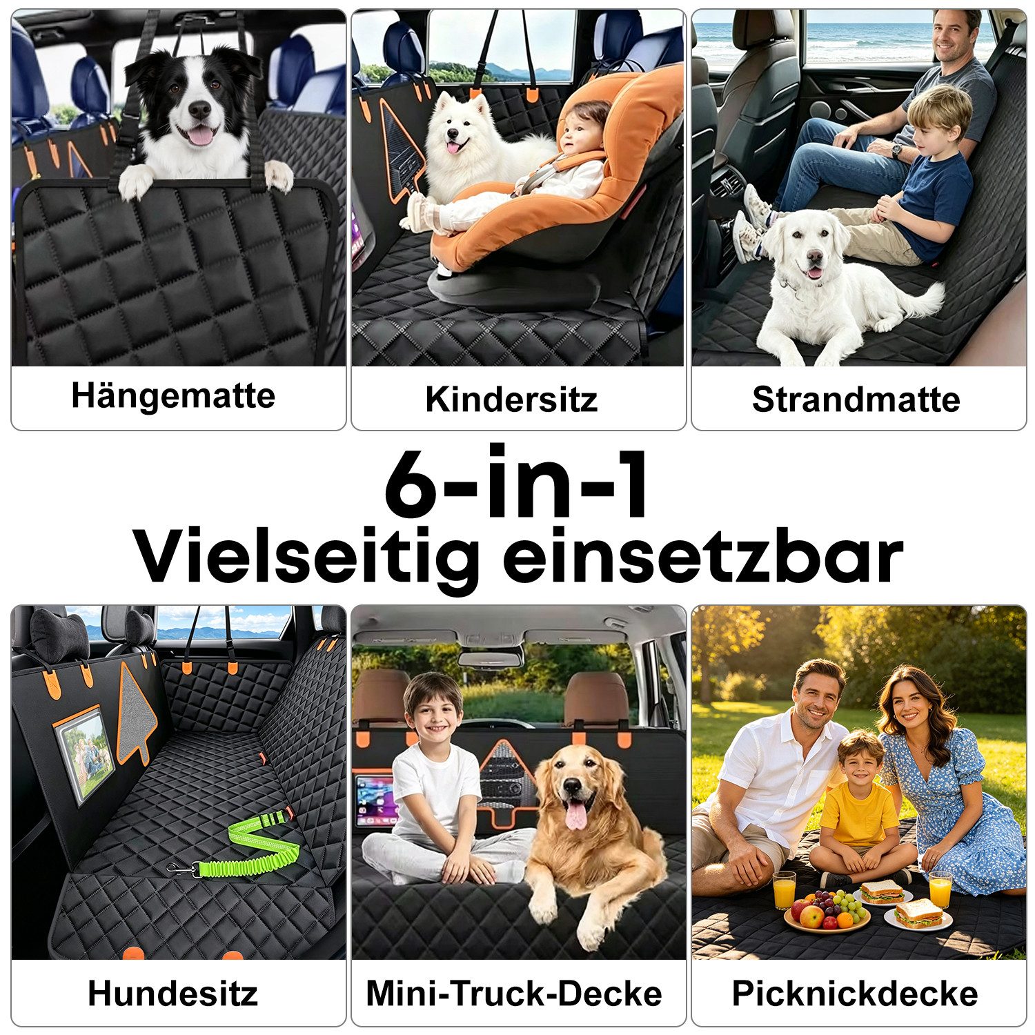 CkeyiN Pro Tierdecke Hundedecke Auto Rückbank,Hundematte Auto,Hundesitzbezug, Verbreitert,Wasserdicht/rutschfest/Rasierfest/Einklappen, Tragkraft bis 180 kg,mit – Bild 5 von 5