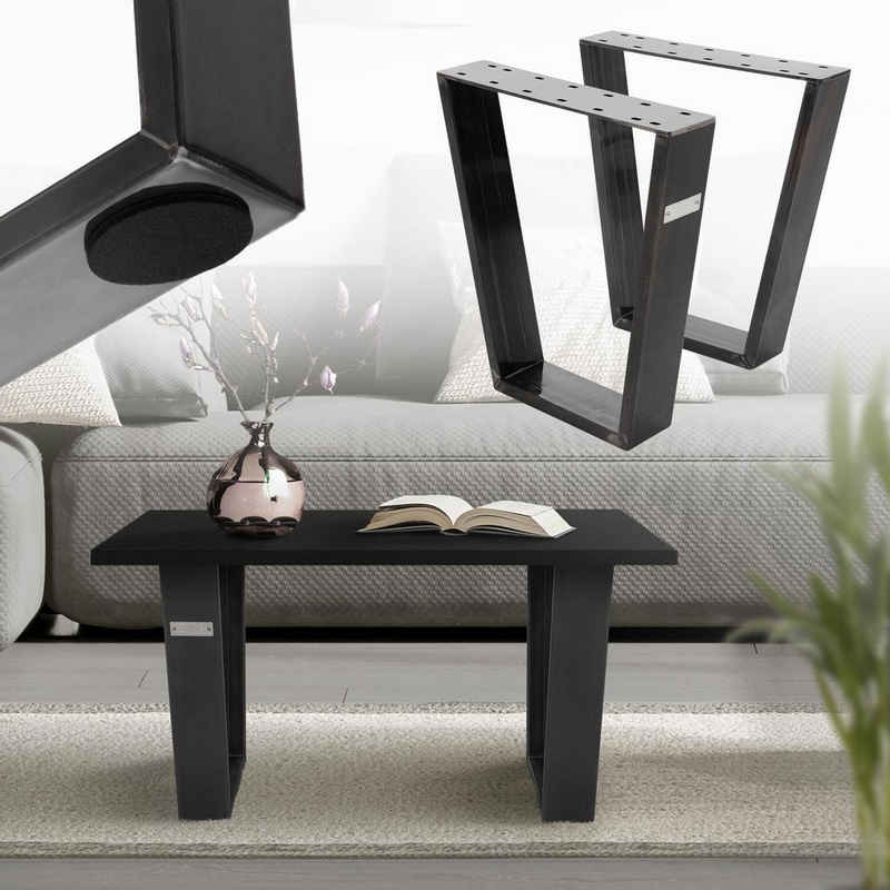 ML-DESIGN Tischbein Tischkufen Tischgestell Tischuntergestell Möbelfüße, 2er Set Trapez V-Form aus Stahl pulverbeschichtet