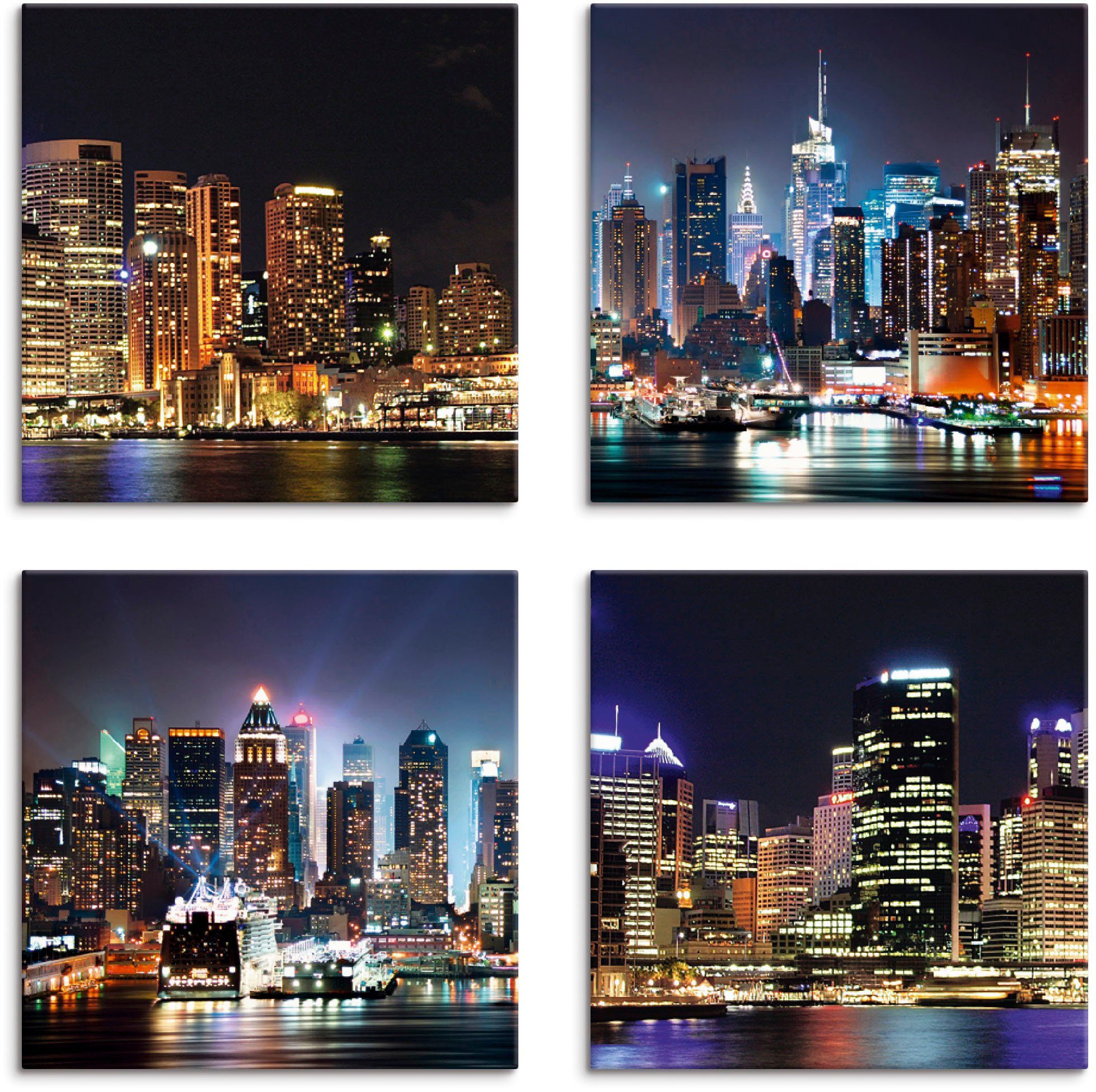 Artland Leinwandbild Sydney Hafen und New York Times Square, Städte (4 St), 4er Set, verschiedene Größen