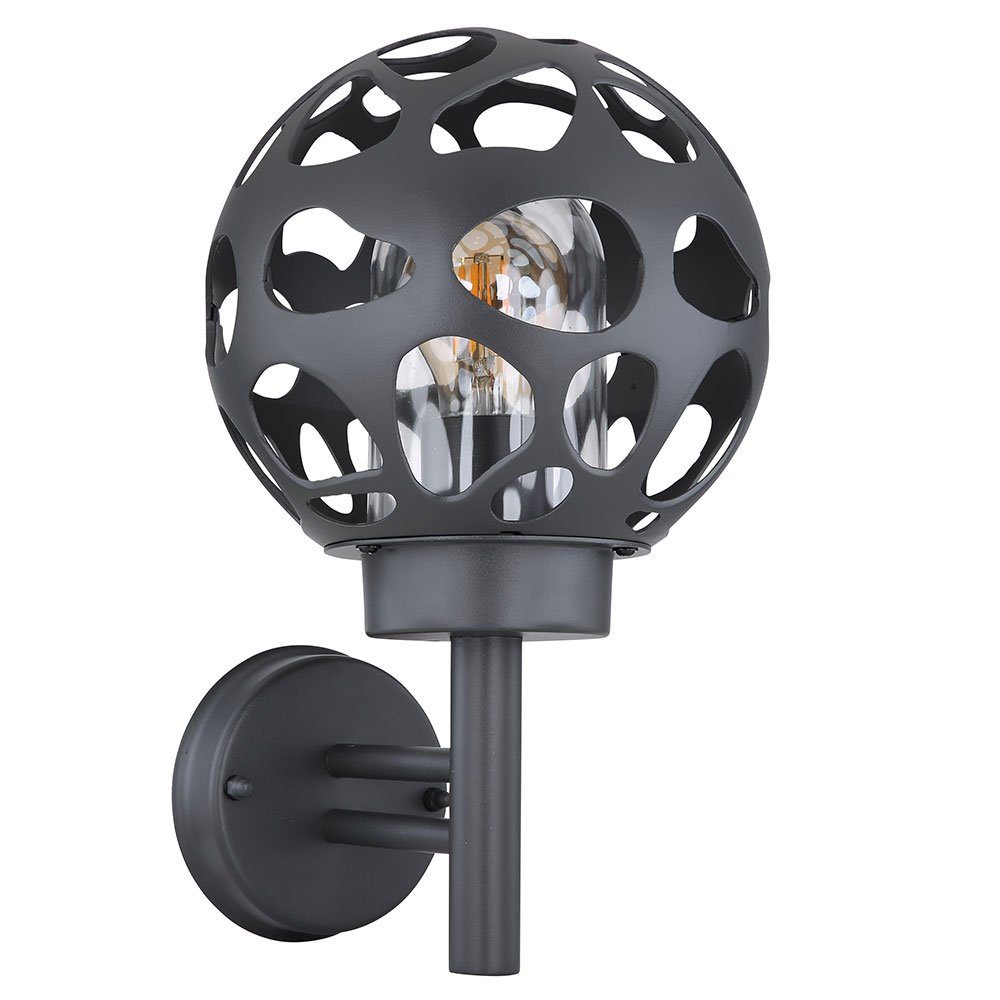GLOBO LIGHTING LED Wandleuchte, Leuchtmittel inklusive, Kaltweiß, Warmweiß, Neutralweiß, Tageslichtweiß, Farbwechsel, Smart LED Außenwandlampe Haustürlampe Fassadenlampe Kugel anthrazit
