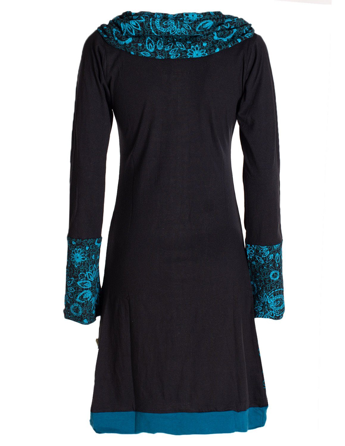 Vishes Jerseykleid Blumen-Kleid Langarm-Shirtkleid Schal-Kragen Baumwolle H günstig online kaufen