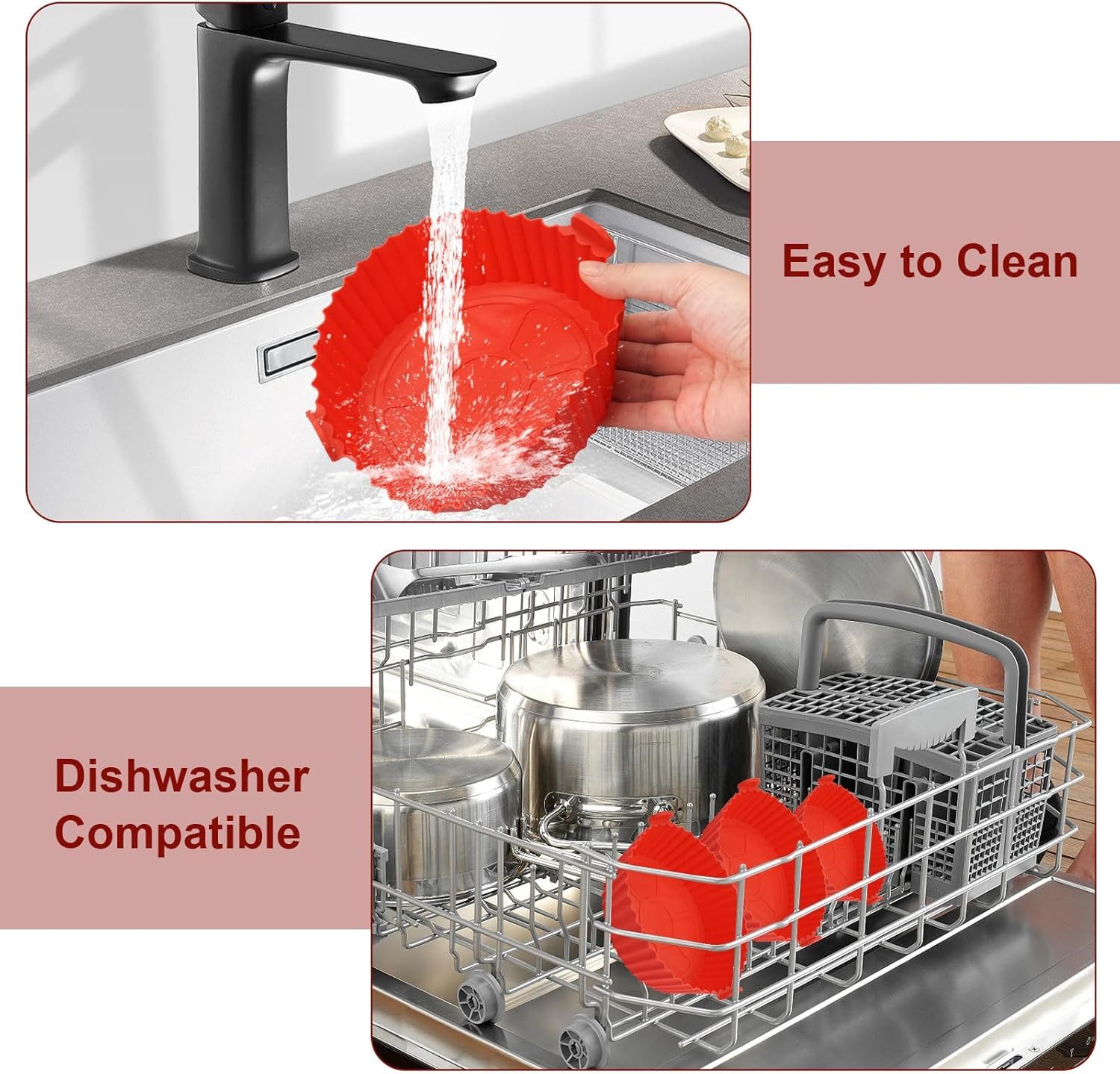 FELIXLEO Silikonform 6St Silikon Backform Airfryer Rot Einsatz Für Heißluftfritteuse., (1-tlg) – Bild 4 von 5