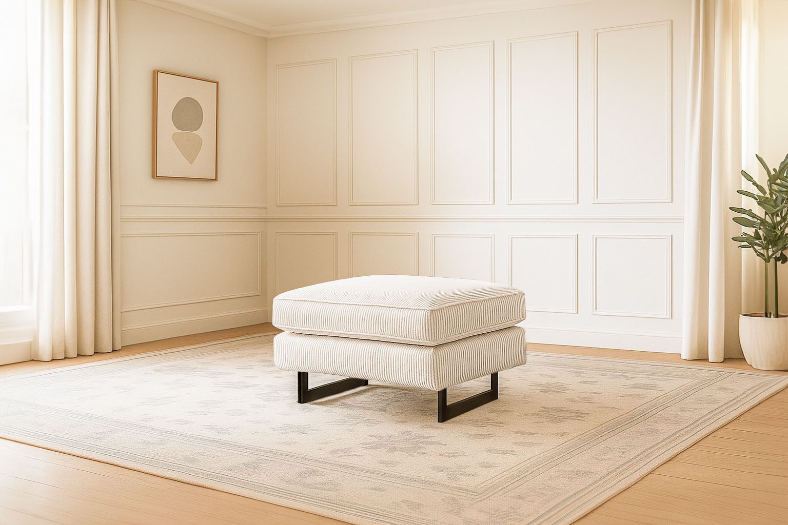 Home affaire Polsterhocker Pinto, mit Keder, Metallfüßen und auch in Cord Bezug erhältlich