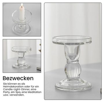 MAGICSHE Kerzenständer 3er Set Kerzenhalter Glas in Unterschiedlicher Größe für Esstisch Deko (Set)