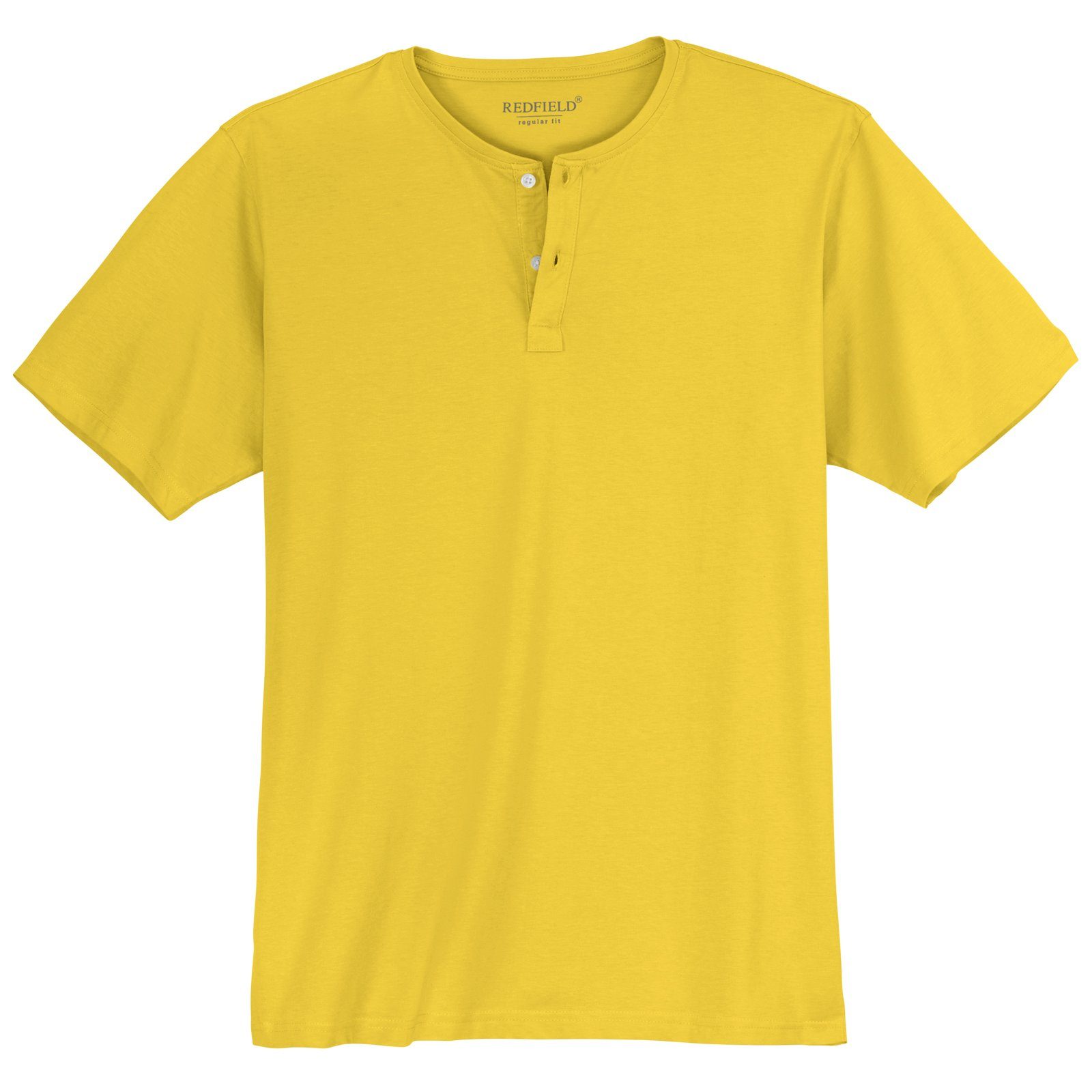 redfield Rundhalsshirt Übergröße sonnengelb Knopfleiste Redfield Basic Henleyshirt
