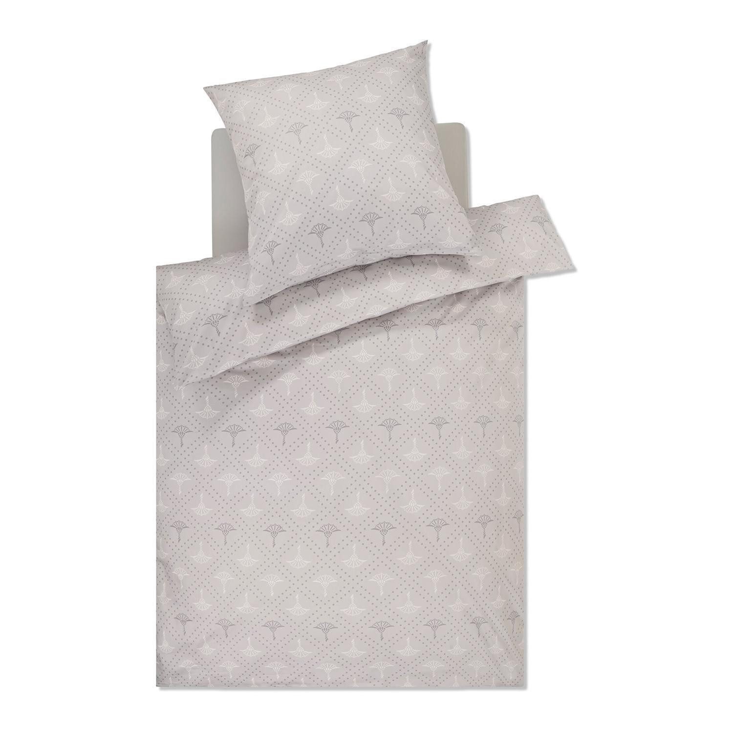 JOOP! Bettwäsche J! CORNFLOWER CHARM, L 135 x B 200 cm, Grau, Mako-Satin, 1 teilig, 100% Baumwolle