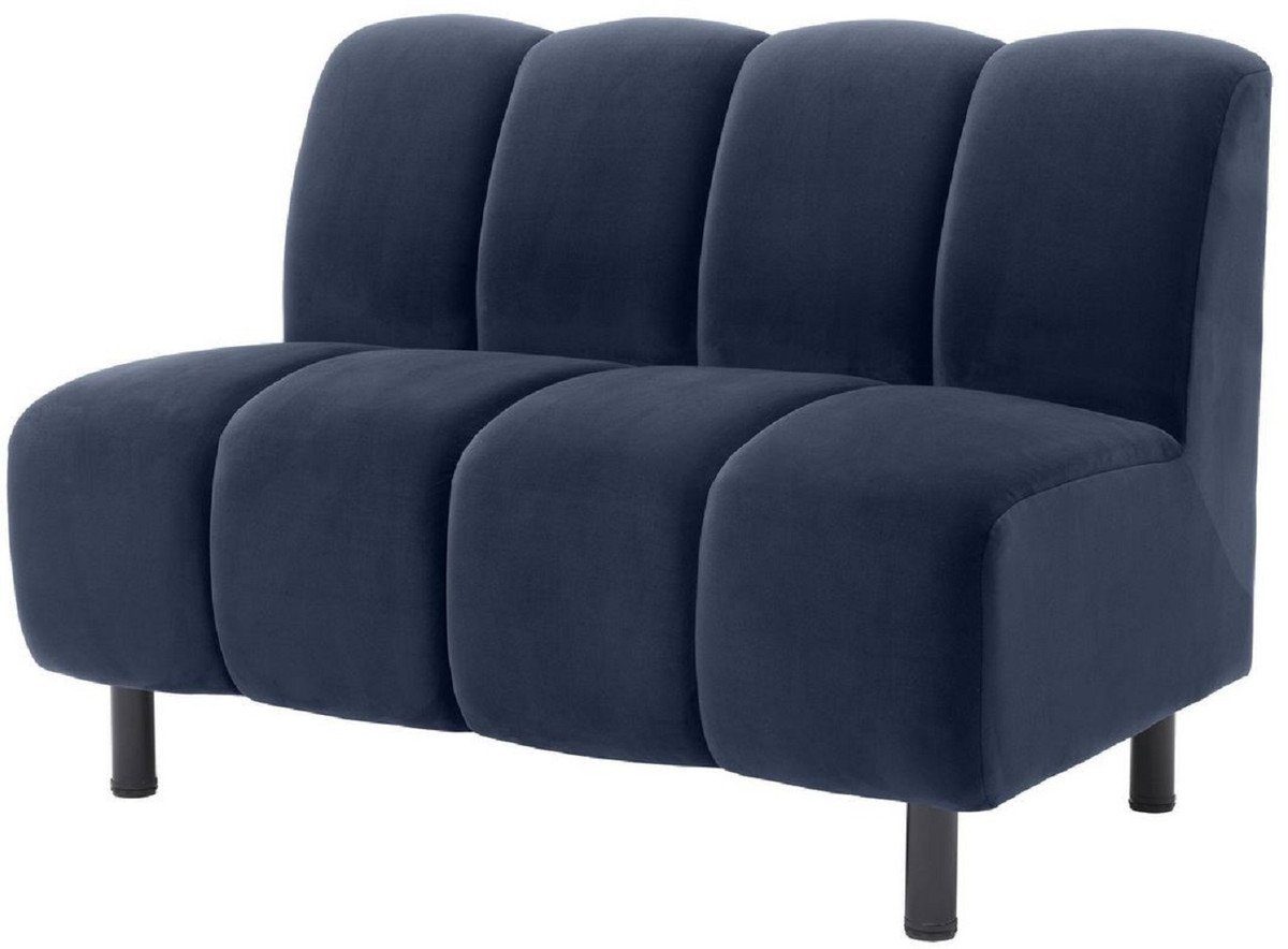 Schwarz / Padrino Casa 75 Wohnzimmer edlem mit x - Luxus x 87 Couch Sofa Mitternachtsblau Luxus Samtstoff H. cm Sofa 121 Möbel -