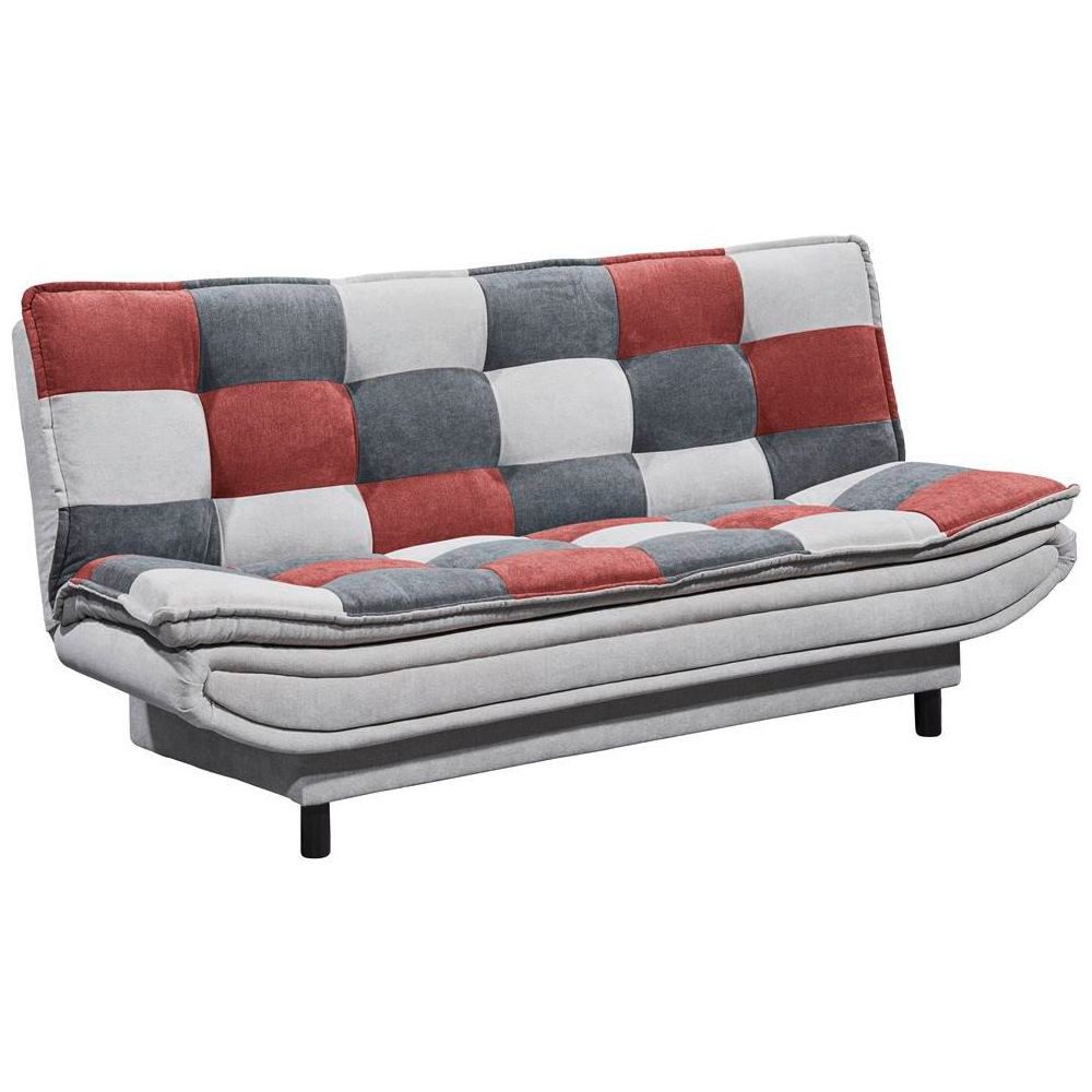 Lomadox Schlafsofa PIRNA-09, mit Bettkasten in 188x118 cm, in der Farbe silver, berry, dark grey
