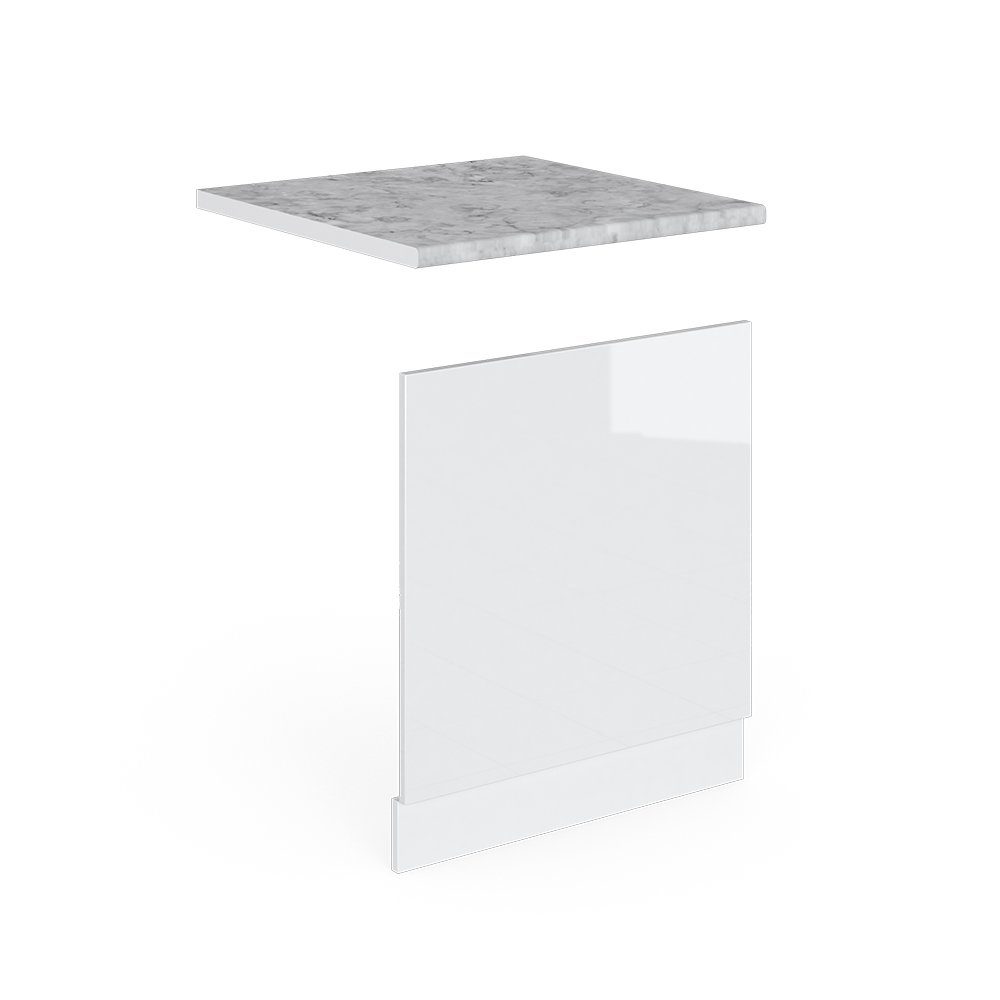 Vicco Frontblende R-Line, Weiß Hochglanz/Weiß, 60 cm, AP Marmor (1 St)