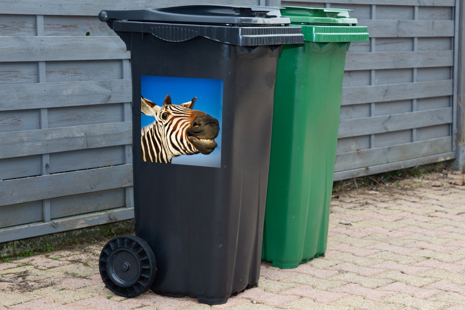 Sticker, Abfalbehälter - Mülltonne, St), Container, - - Jungen Lustig (1 Kinder Mädchen - MuchoWow Zebra Mülleimer-aufkleber, Wandsticker
